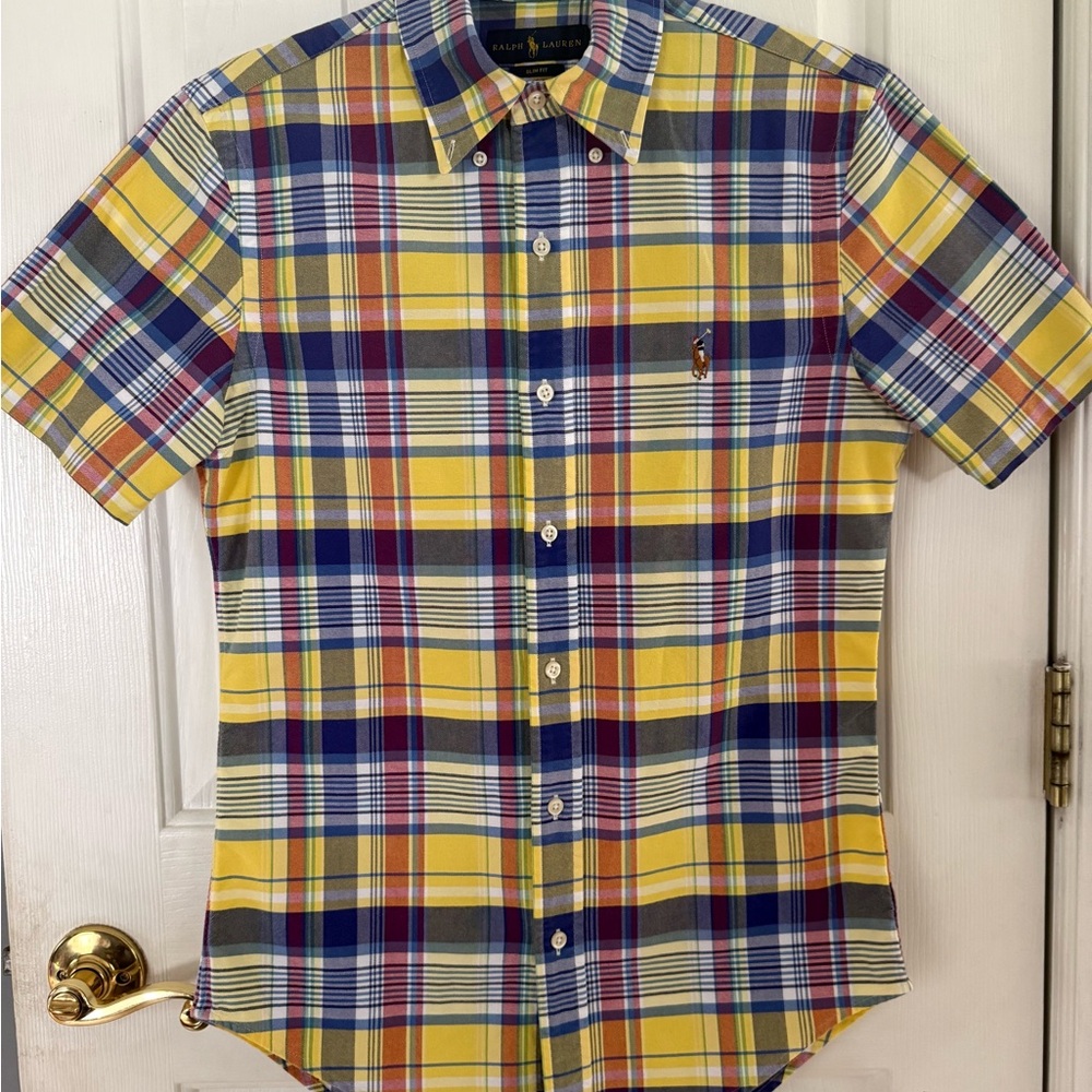 Ralph Lauren Men's Vibrant Plaid Button-Down Shirt Excellent Condition
